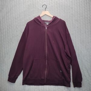 Eddie Bauer Super Soft Viscose Zip Up Hoodie-Wine-Burgundy